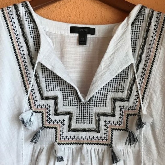 White cotton j crew tassel dress/coverup - Picture 4 of 5